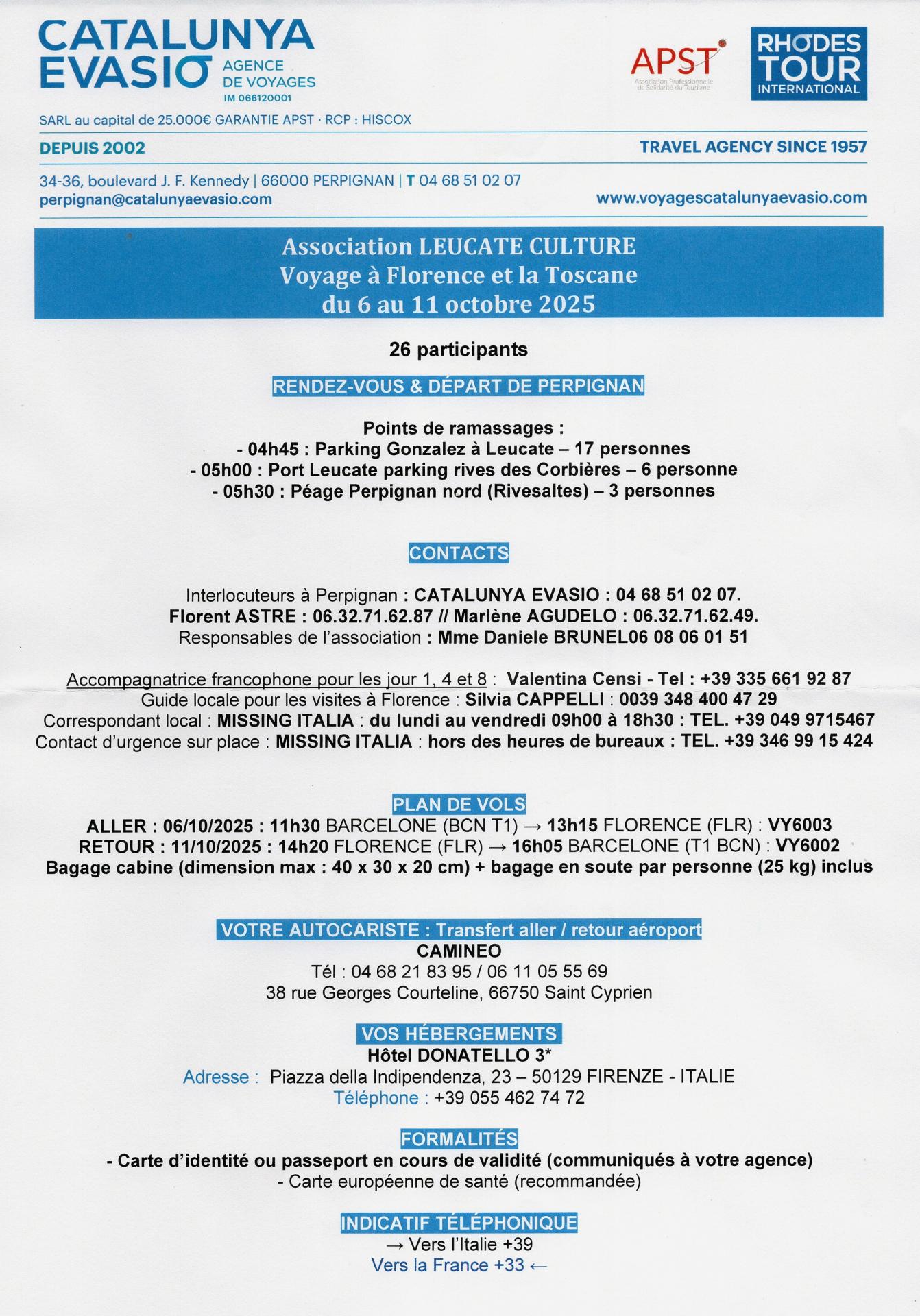 Depart contacts
